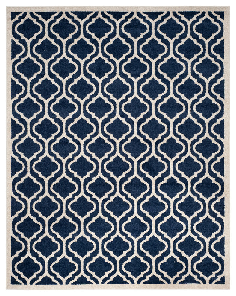 Safavieh Amherst Amt402P Animal Print Outdoor Rug, Navy/Beige, 9'0" X 12'0"