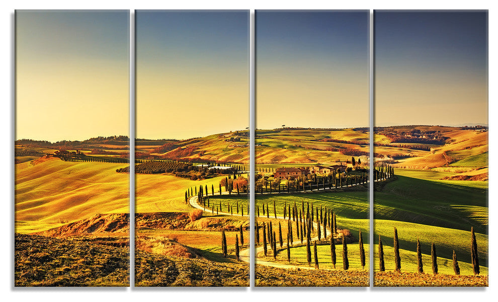 "Crete Senesi Rural Landscape Tuscany" Landscape Wall Art, 4 Panels, 48"x28"