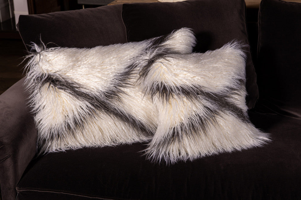 LUZIO Diamond Tibet Vegan Faux Fur Pillow Cover 15.7x15.7