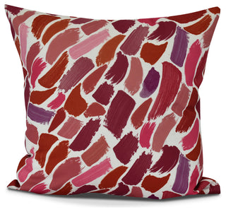Wenstry, Geometric Print Pillow, Cranberry, 18" x 18"