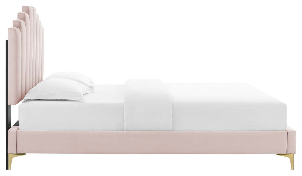 Elise Queen Performance Velvet Platform Bed MOD-6693-PNK