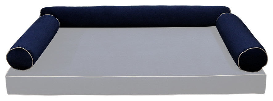 STYLE V6 Full Velvet ContrastPipe Indoor Daybed Bolster Pillow |COVER ONLY|AD373