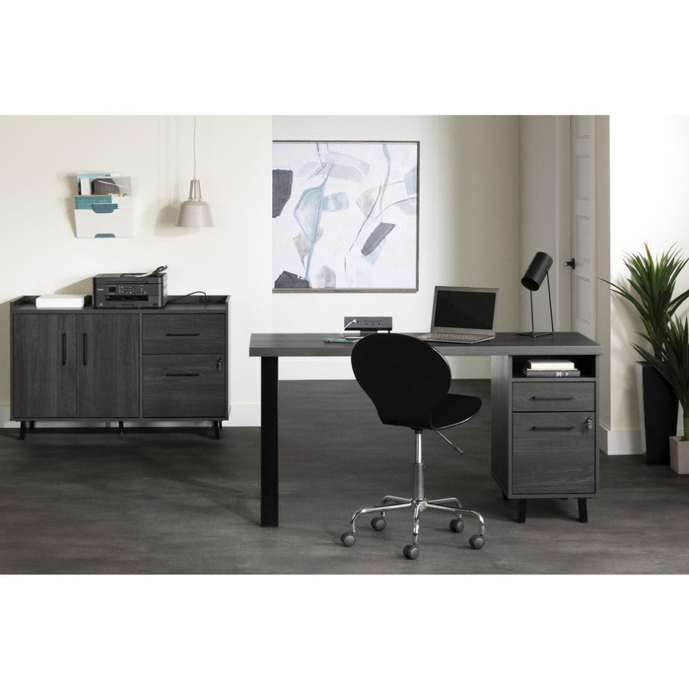 Kozack 2-Drawer Credenza with Doors, Gray Oak