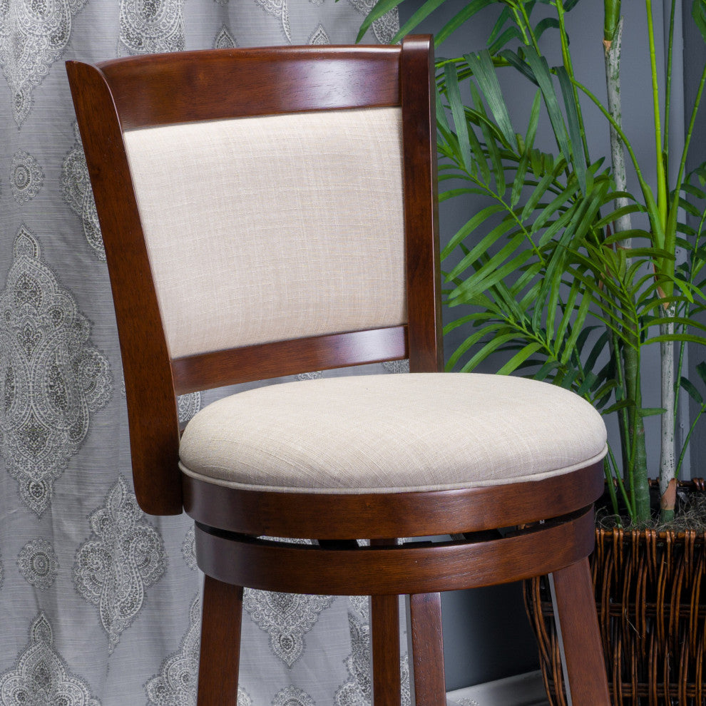 GDF Studio Davis Fabric Swivel Backed Bar Stool, Counter Stool