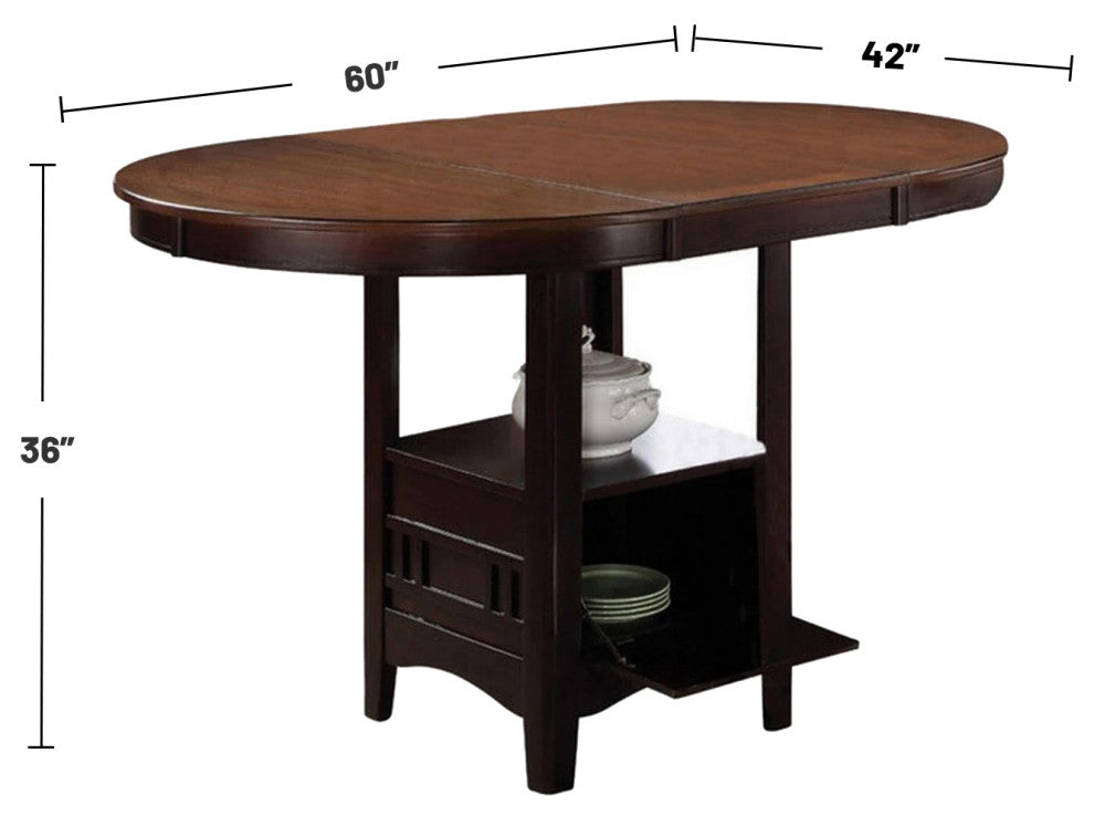 Wood Counter Height Table, Light Chesnut and Espresso