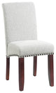 Parsons Dining Chair With Antique Bronze Nail Heads, Smoke Fabric