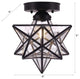 Moravian Star Semi Flush Mount Ceiling Light Clear Glass Black Close