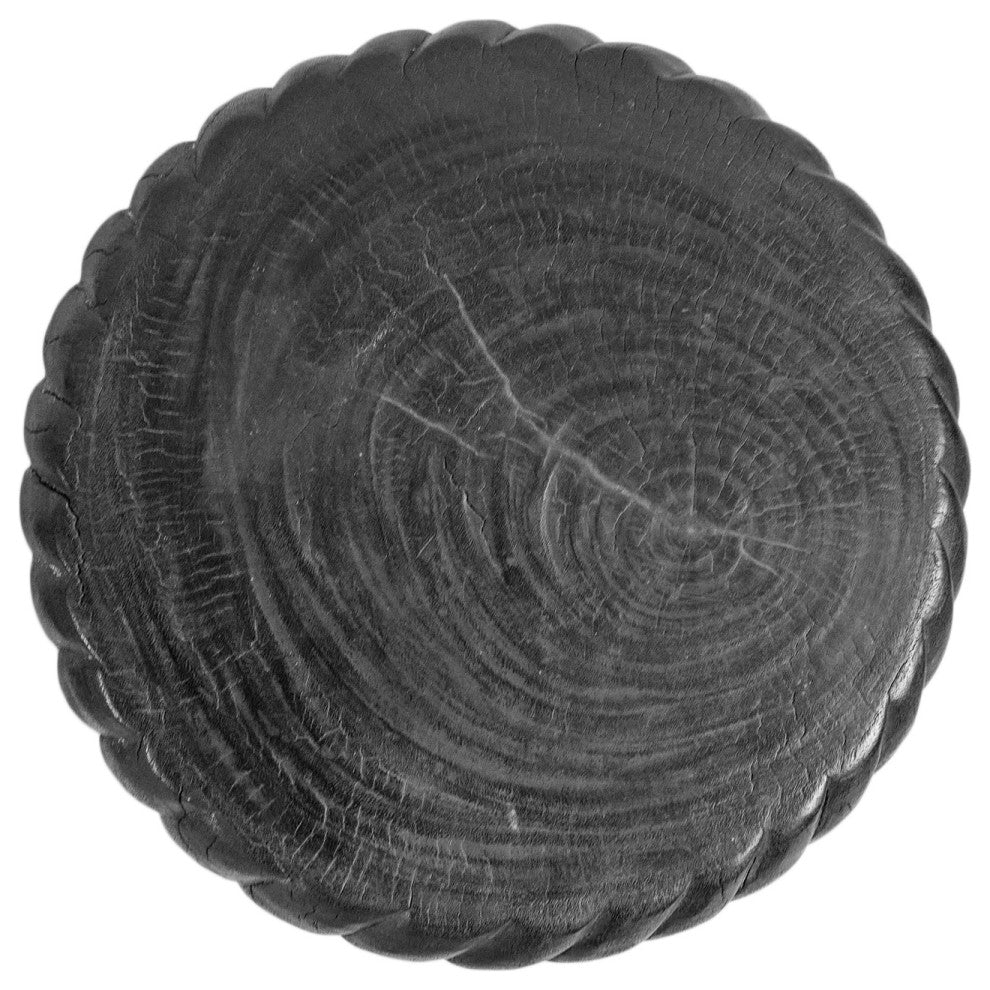 Black Stained Wood Swirl Stool