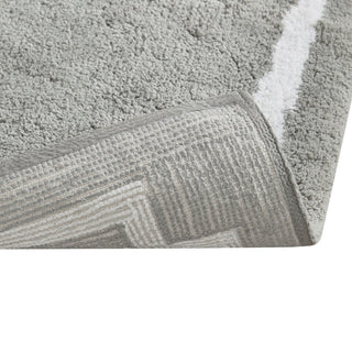 Madison Park Evan High Pile Bordered Bathroom Rug, Blue, Grey, Small