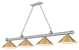 Zlite 2306-4BN-RB15 4-Light Billiard, Rubbed Brass