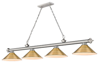 Zlite 2306-4BN-RB15 4-Light Billiard, Rubbed Brass