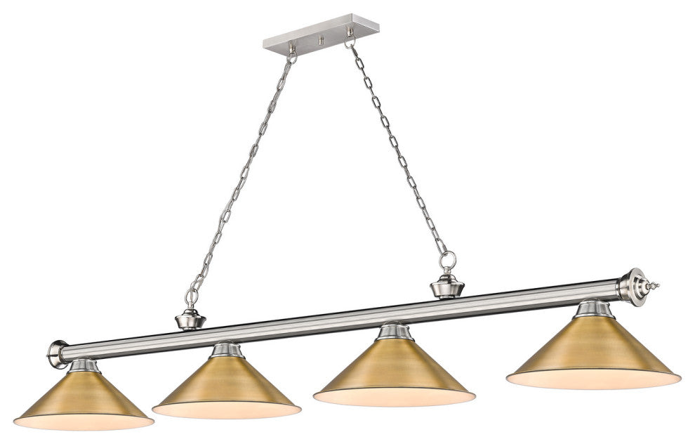 Zlite 2306-4BN-RB15 4-Light Billiard, Rubbed Brass