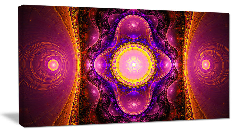 Pink Cryptical Fractal Design, Abstract Wall Art Canvas, 32x16