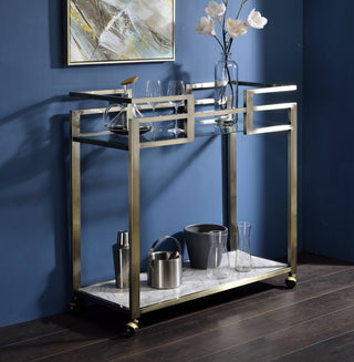 Lifestyle image showing the cart in a room context with blue walls.
