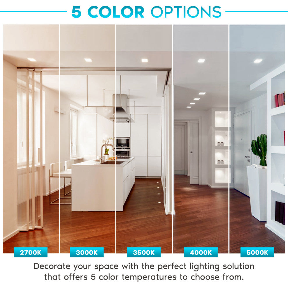 Luxrite 4" Square LED Recessed Light 14W 5 Color Option 12 Pack