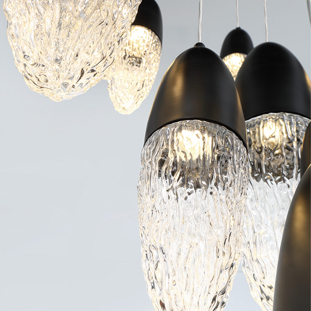 Ecrou 3-Light Chandelier, Mixed Black + Brass