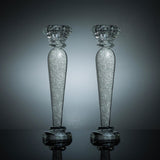 Premium 9" Crystal Candlestick (2-Piece Set) Large  Radiant Gems Inside Stem