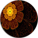 Symmetrical Orange Fractal Flower, Floral Disc Metal Artwork, 11"