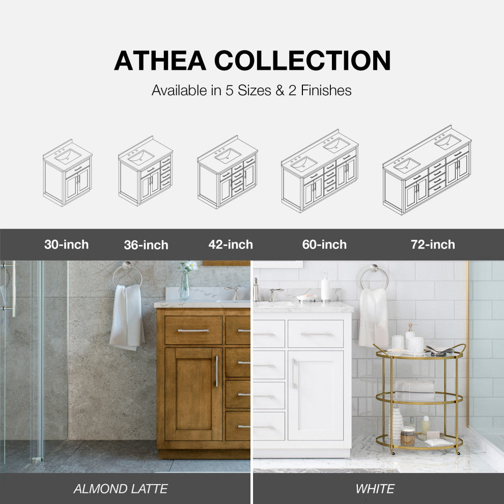 The Hudson Bathroom Vanity, White, 42", Single Sink, Freestanding