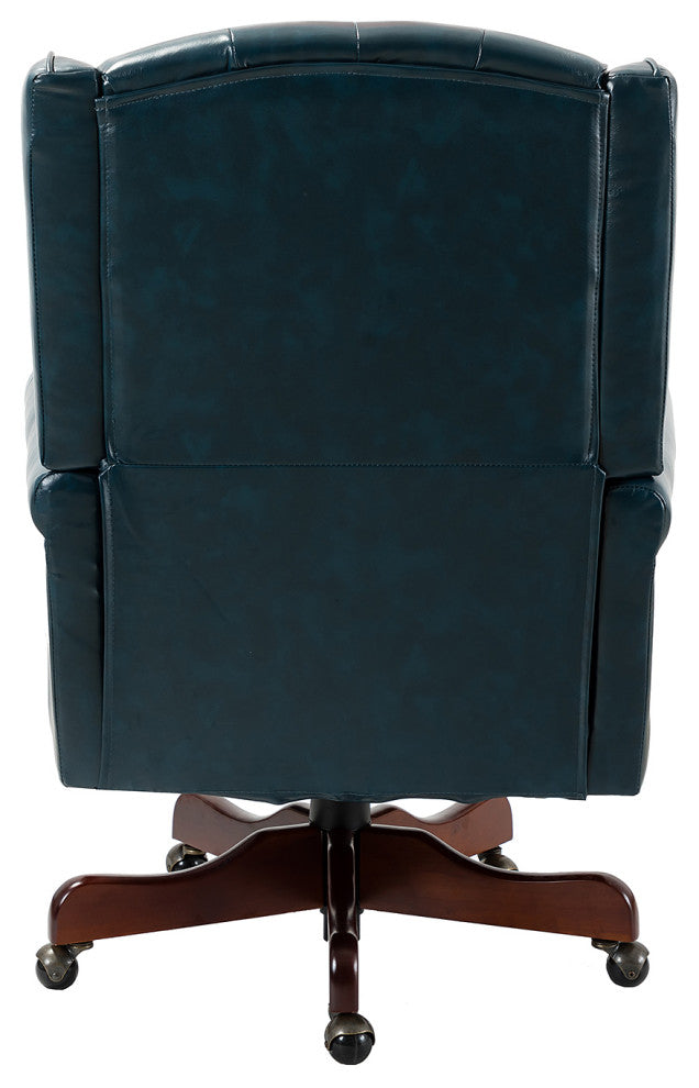 Executive Swivel Office Task Chair With Tufted Back, Turquoise
