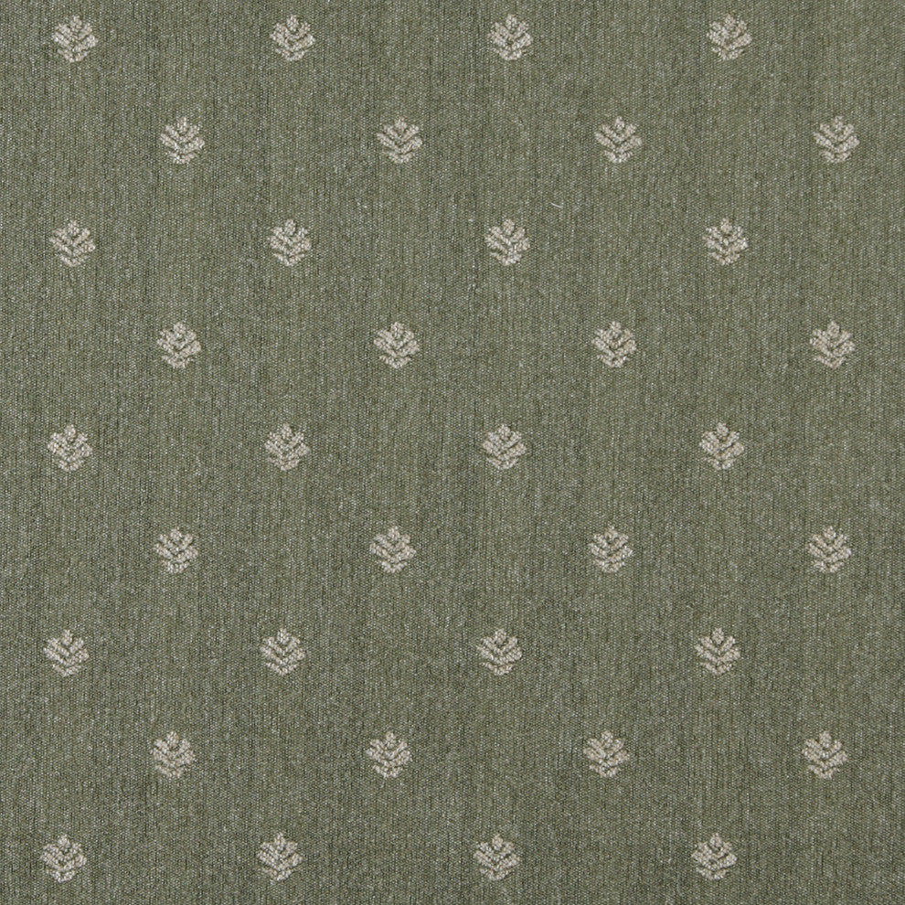 Green And Beige Leaves Country Tweed Upholstery Fabric By The Yard