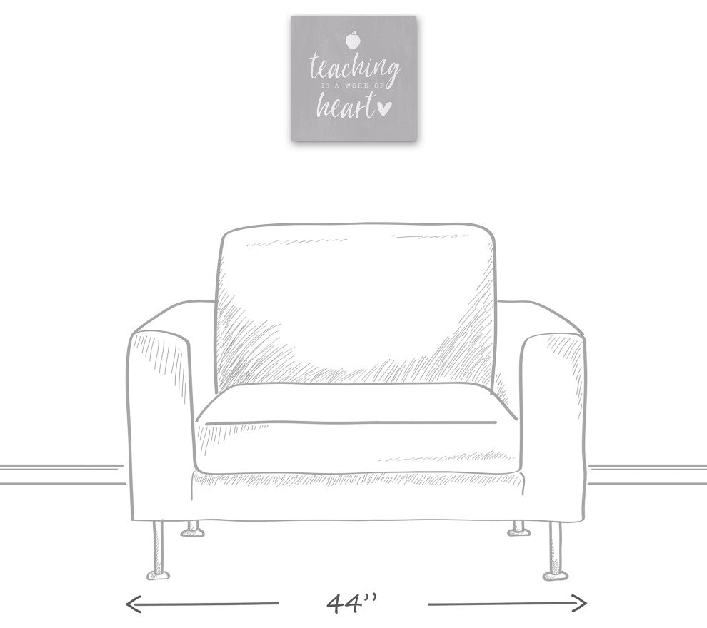 Teaching is a Work of Heart 12x12 Canvas Wall Art