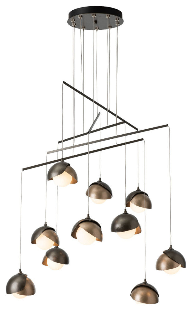 Brooklyn 10-Double Shade Mobile Pendant, Dark Smoke/Soft Gold, Standard