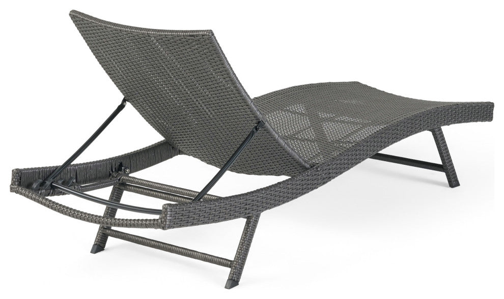 GDF Studio 3-Piece Hawthorne Wicker Chaise Lounge Set, Gray