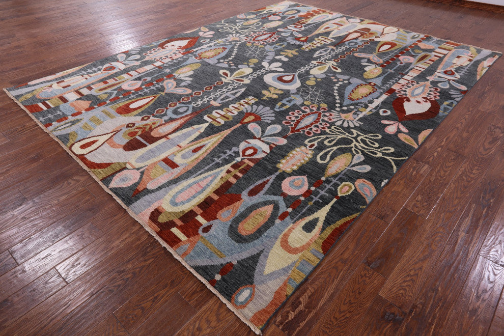 Persian Gabbeh Tribal Handmade Wool Rug 9' 1" X 12' 0" Q8511
