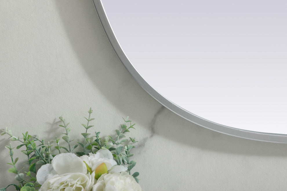 Metal Frame Oval Mirror 24X30 Inch, Silver