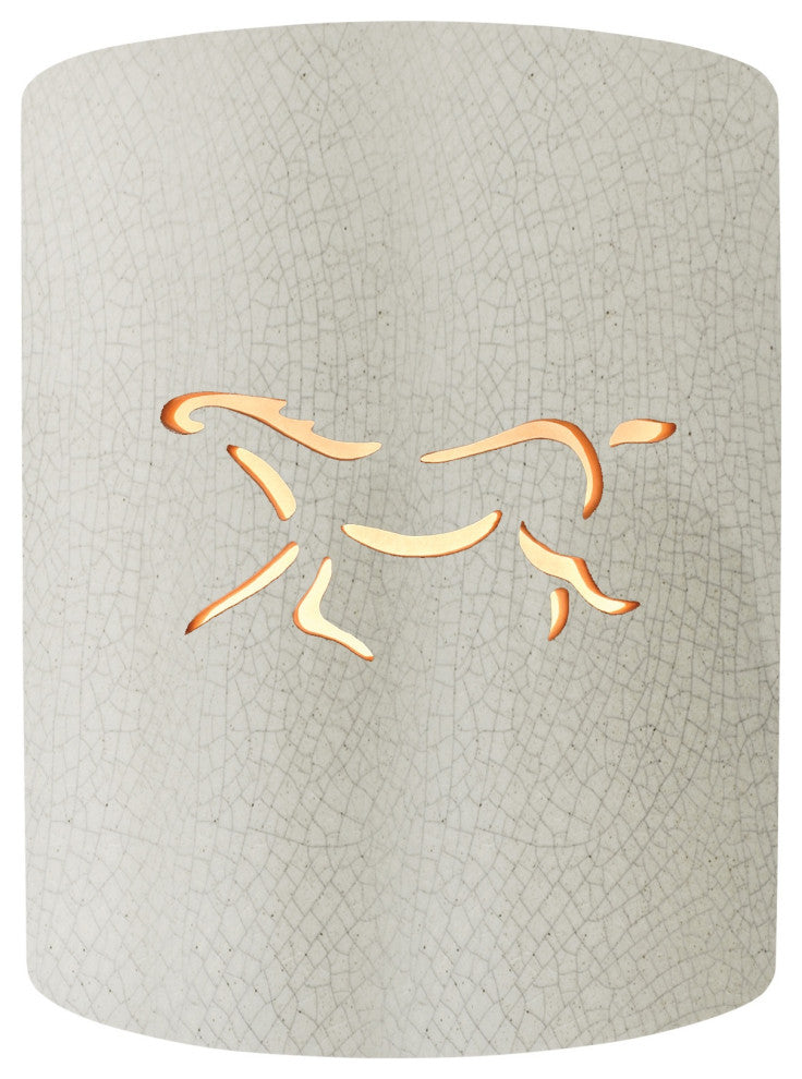 Sun Dagger Cylinder Wall Sconce, Open Top/Bottom, White Crackle, Standard