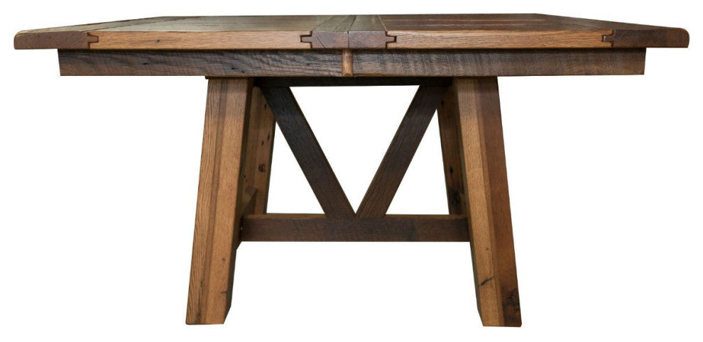 Hawthorne Reclaimed Barnwood Square Table, Natural, 72x72, 4  Leaves