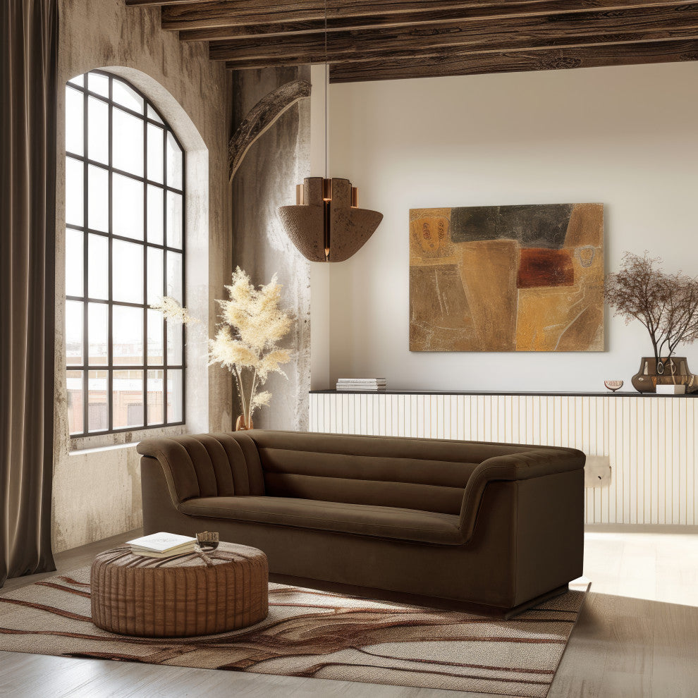 Cascade Upholstered Set, Brown, Velvet, Sofa