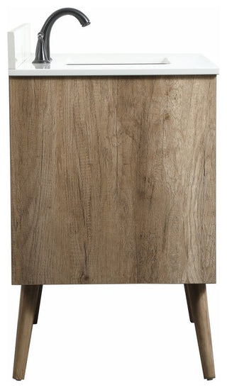 Bella 36" Midcentury Modern Natural Oak-Light Bathroom Vanity