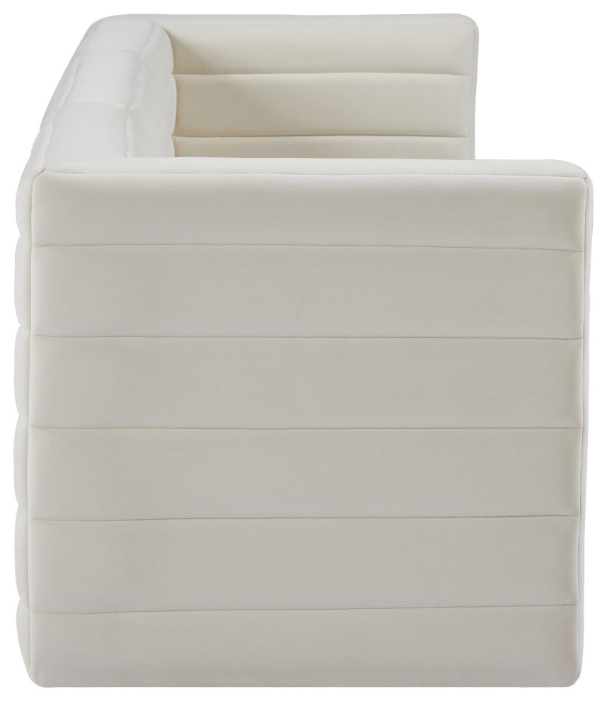 Quincy Velvet Upholstered 3-Piece Modular Sofa, Cream