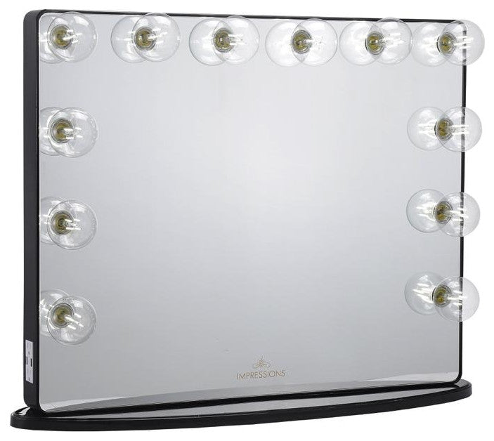 Hollywood Glow Plus 2.0 Vanity Mirror, Black, Frosted Led Globe Bulbs