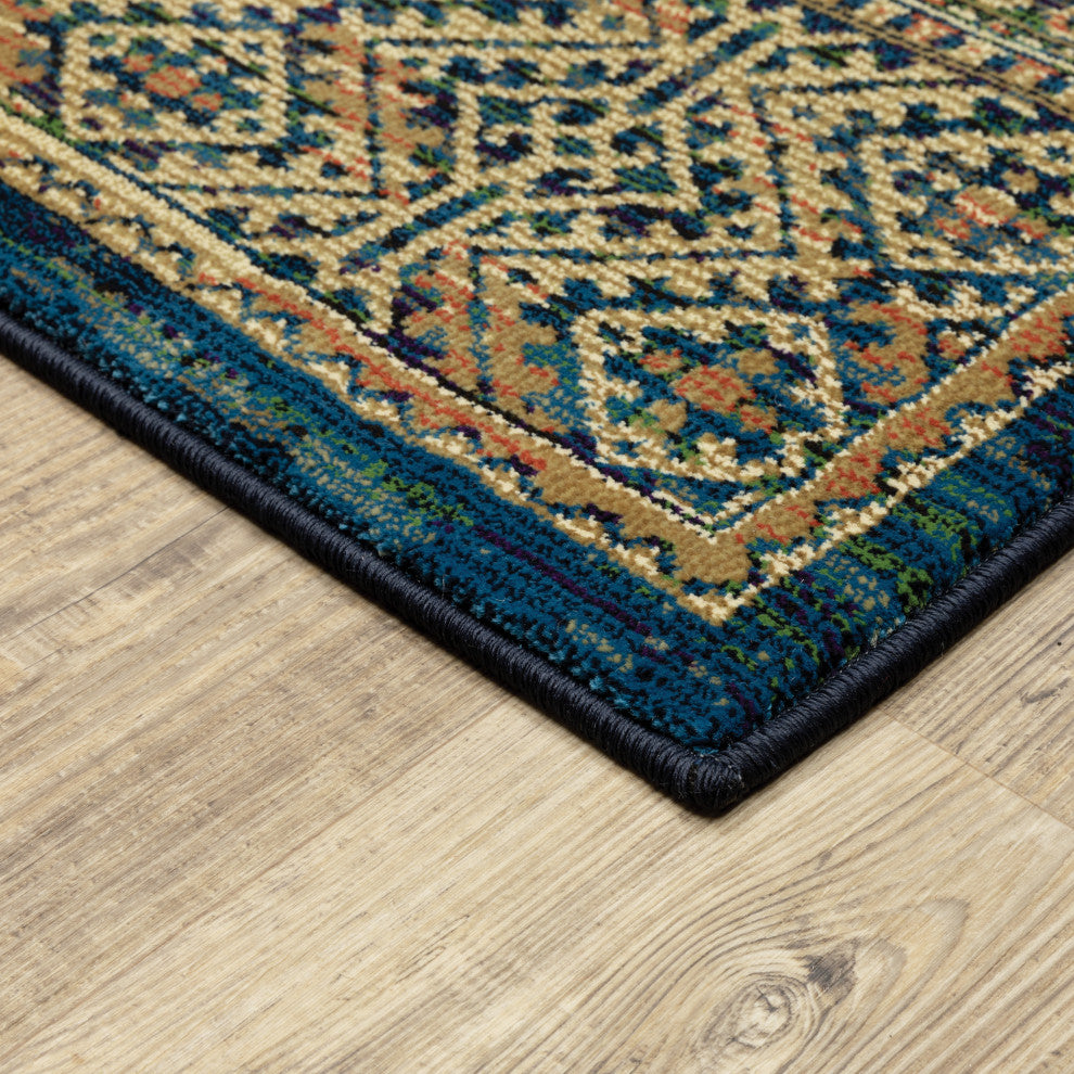 Oriental Weavers Ankara Indoor Rug Blue/ Gold 2'3" X 7'6"