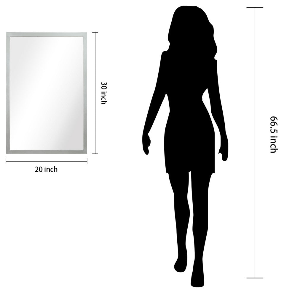 Contempo Stainless Steel Gold Wall Mirror, Polished Silver, 20"x30"