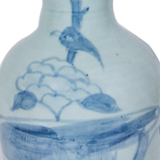 Traditional Blue Lily Pad Ceramic Vase