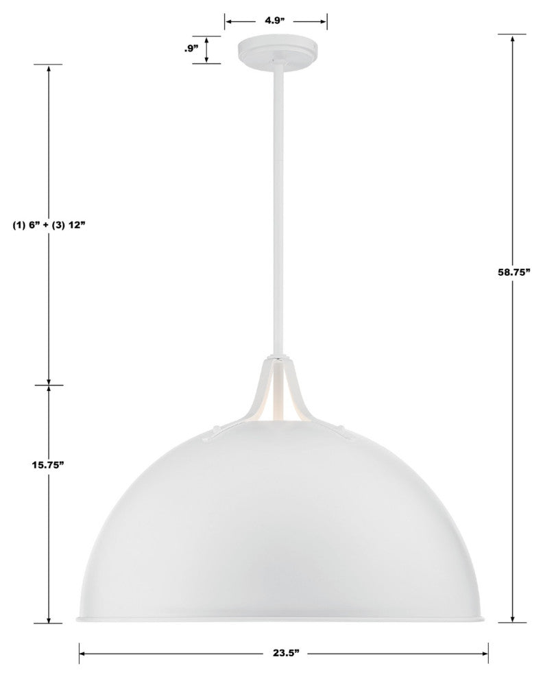 Crystorama Lighting Group SOT-18017 Soto 3 Light 24"W Pendant - Matte Black /