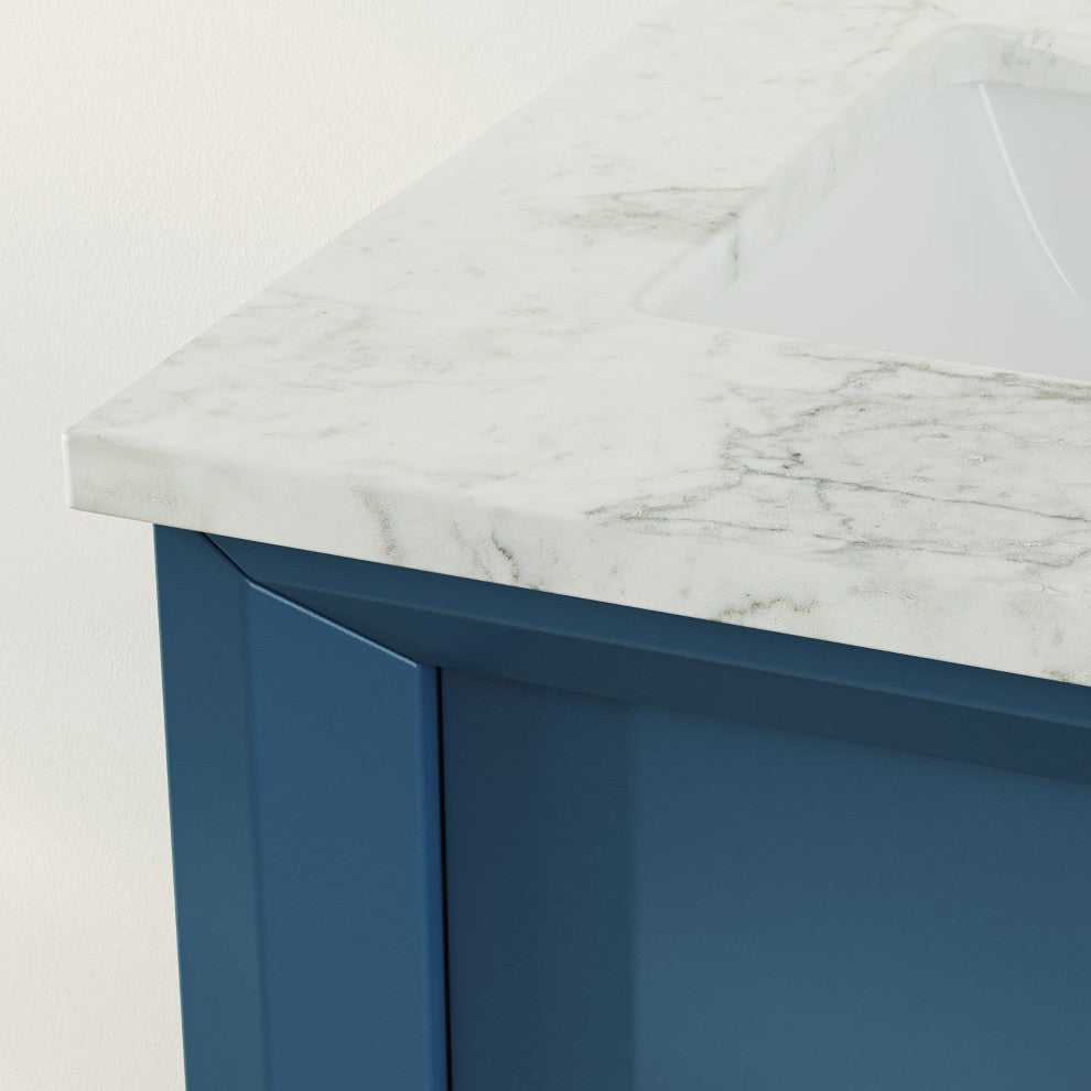 The Ezra Bathroom Vanity, Monarch Blue, 24", Single Sink, Freestanding