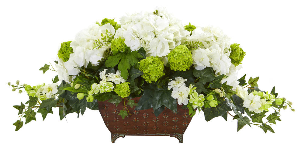 Hydrangea and Ivy Artificial Arrangement