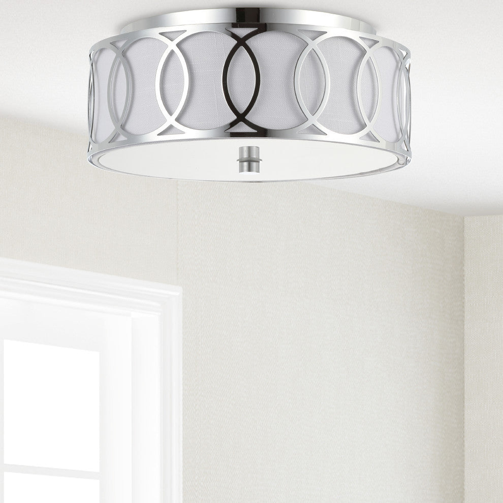 Aria 2-Light Metal LED Flush Mount, Chrome, 12.25"w
