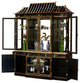 Black Lacquer Mother of Pearl Pagoda China Cabinet - FREE Inside Delivery