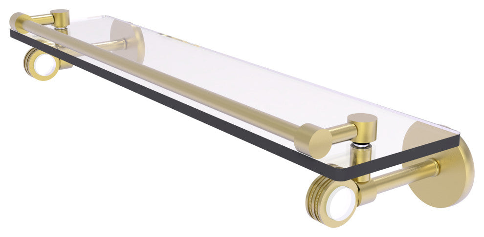 Clearview 22" Gallery Rail Glass Shelf with Dotted Accents, Satin Brass