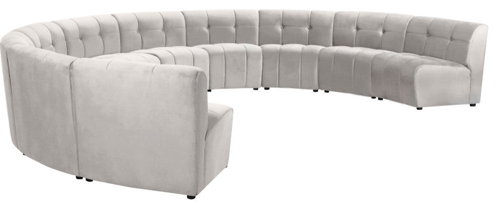 Limitless Velvet Upholstered 10-Piece Modular Sectional, Cream