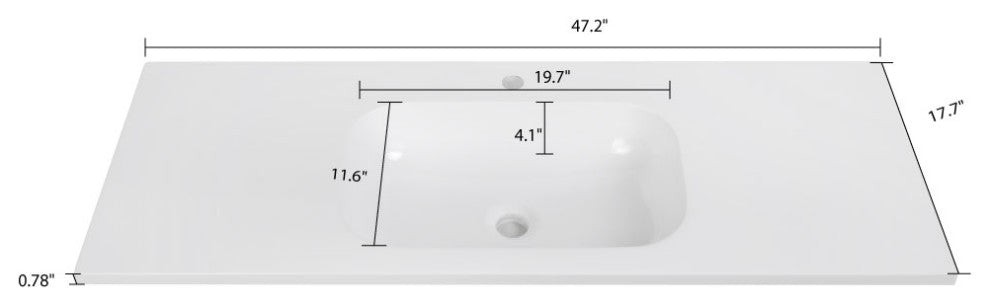 48" Solid Surface Resin Streamline K-1601-48 Vanity Top