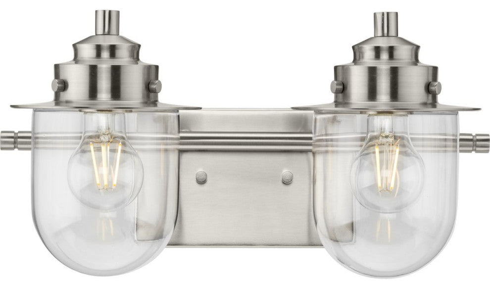 Northlake Collection Two-Light Brushed Nickel Clear Glass Bath Light