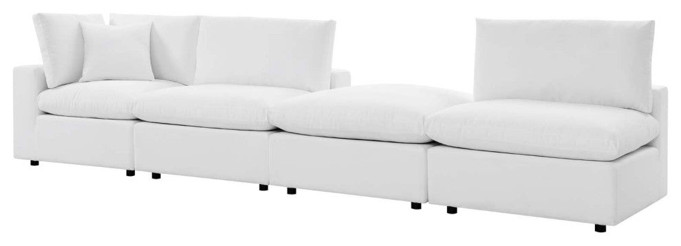 Modular Lounge Sectional Deep Sofa Chair Set, Sunbrella, White, Modern, Outdoor