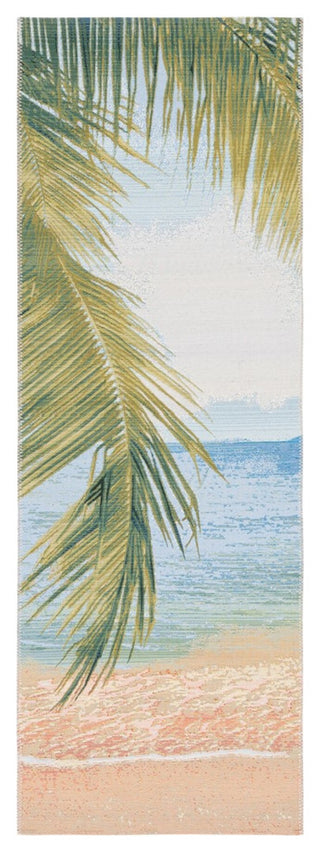 Safavieh Barbados Collection Indoor-Outdoor BAR560 Rug, Gold/Blue, 2'8"x10'5"